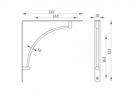 Полкодержатель стальной "Дуга" вогнутый, 222х222мм, хром