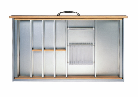 Вкладыш на 900мм для кухонных принадлежностей, металл/дерево, нерж. сталь/бук, Cassetto 