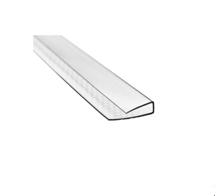 Профиль накладной на стекло 6мм, 14х8х2100мм, лента ≤5мм, прозрачный, для торцевой подсветки, ПТ-06