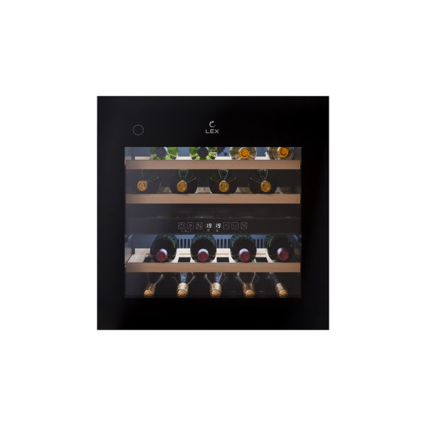 Винный шкаф LWD6036BL DUAL ZONE PP, 595х590х563 мм, стекло, черный, Lex