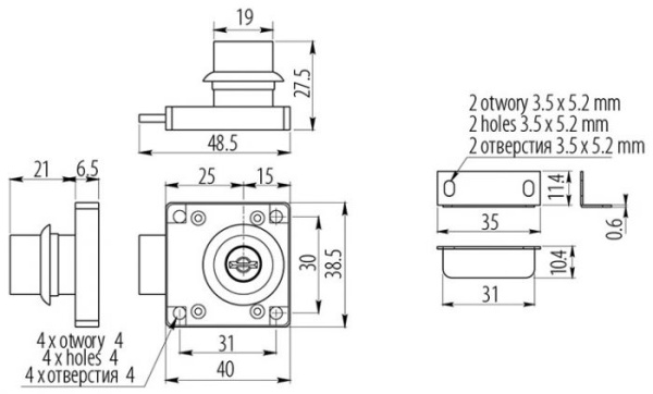 Замок мебельный С-138, с ломаным ключом, с планкой, металл, хром, GTV