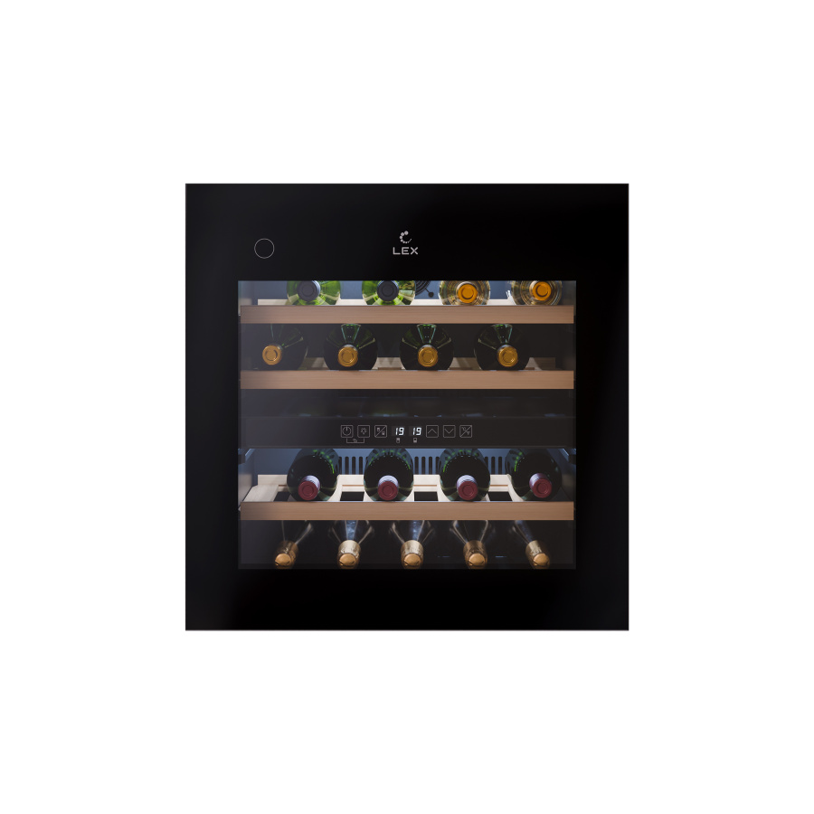 Винный шкаф LWD6036BL DUAL ZONE PP, 595х590х563 мм, стекло, черный, Lex