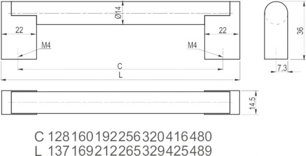 Ручка-скоба, UZ-336, 192мм, металл, инокс
