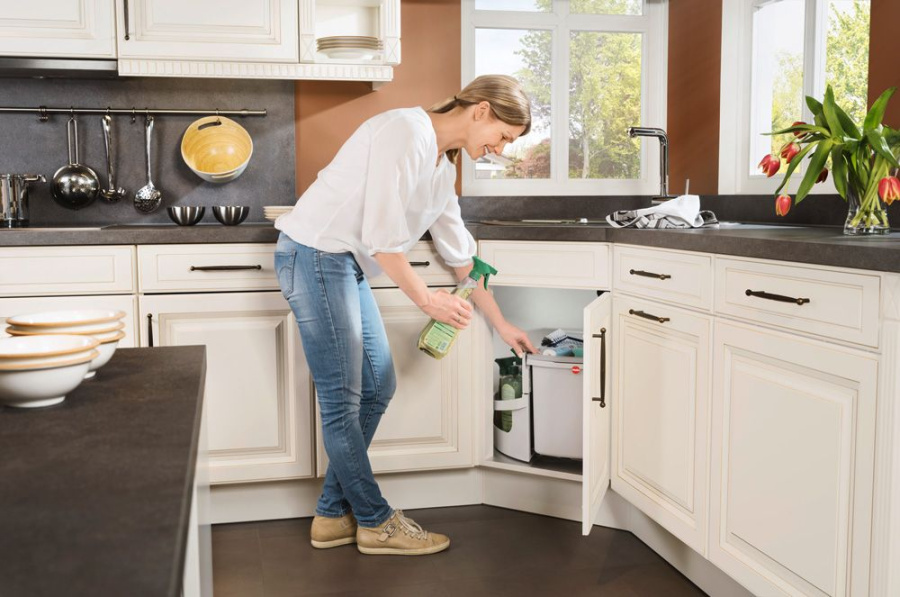 Система сортировки "Rondo", 2х20л, 1х12,5л, 336x700x351мм, в угловой шкаф, светло-серый