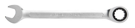Ключ комбинированный с трещоткой, сталь CrV, 17мм, 72Т