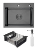 Мойка врезная Ладога 50, 500х400х220мм, нерж. сталь SS201, черный PVD, дозатор+корзина, CMF