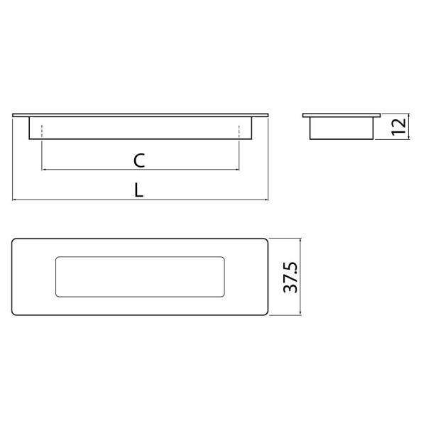 Ручка врезная, UZ-E6-160-06, 160мм, металл, инокс, GTV