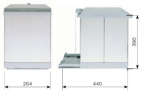 Контейнер для мусора, 18л, 264х440х360мм, в шкаф 350мм, нерж. сталь/пластик