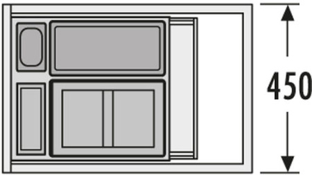 Система контейнеров "XXL", 1х12л, 1х18л, 1х4,1л, 433x330мм, в шкаф 450мм, пластик, серый