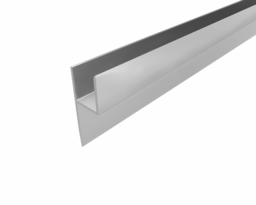 6мм Планка-плинтус для щита L=3000мм, h-образное сечение, алюминий, алюминий