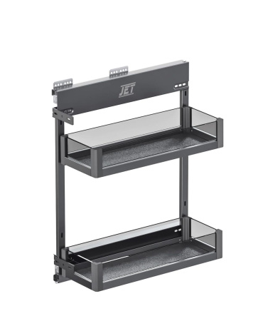 Корзина 300мм, 2 яруса, 258x461x603мм, боковое универс., полн. выдв., с доводчиком, антрацит, Jet