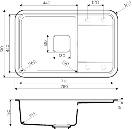 Мойка Tasogare 78-SA, Artgranit/бежевый