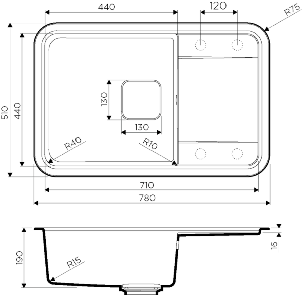 Мойка Tasogare 78-SA, Artgranit/бежевый