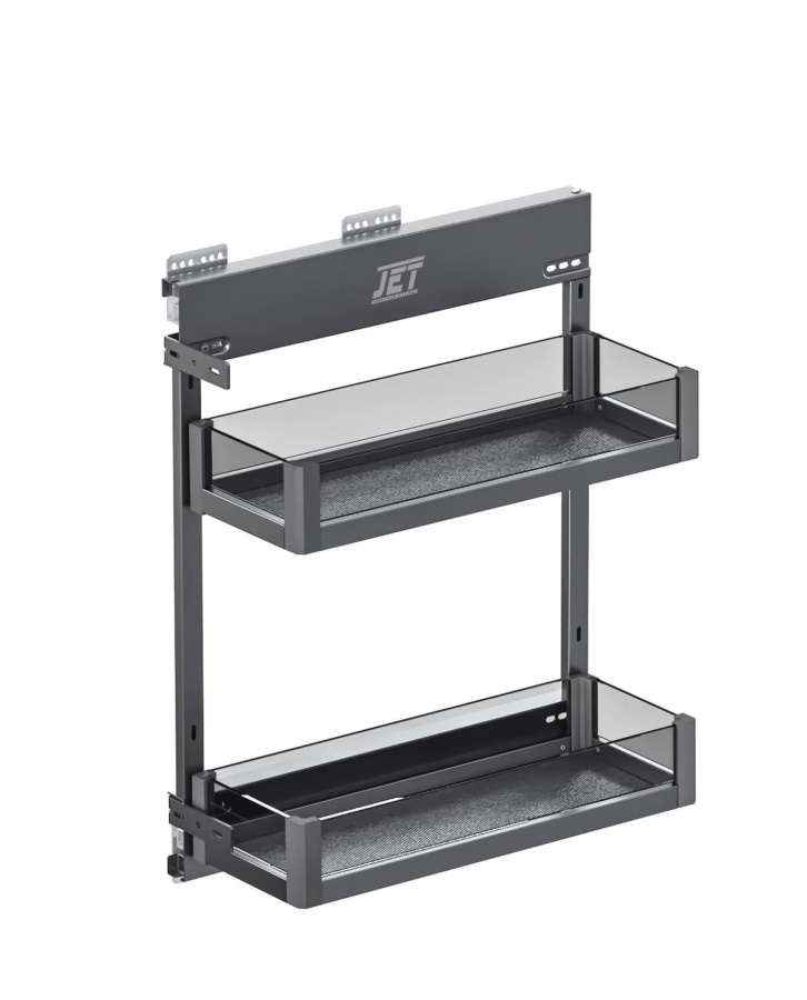 Корзина 300мм, 2 яруса, 258x461x603мм, боковое универс., полн. выдв., с доводчиком, антрацит, Jet
