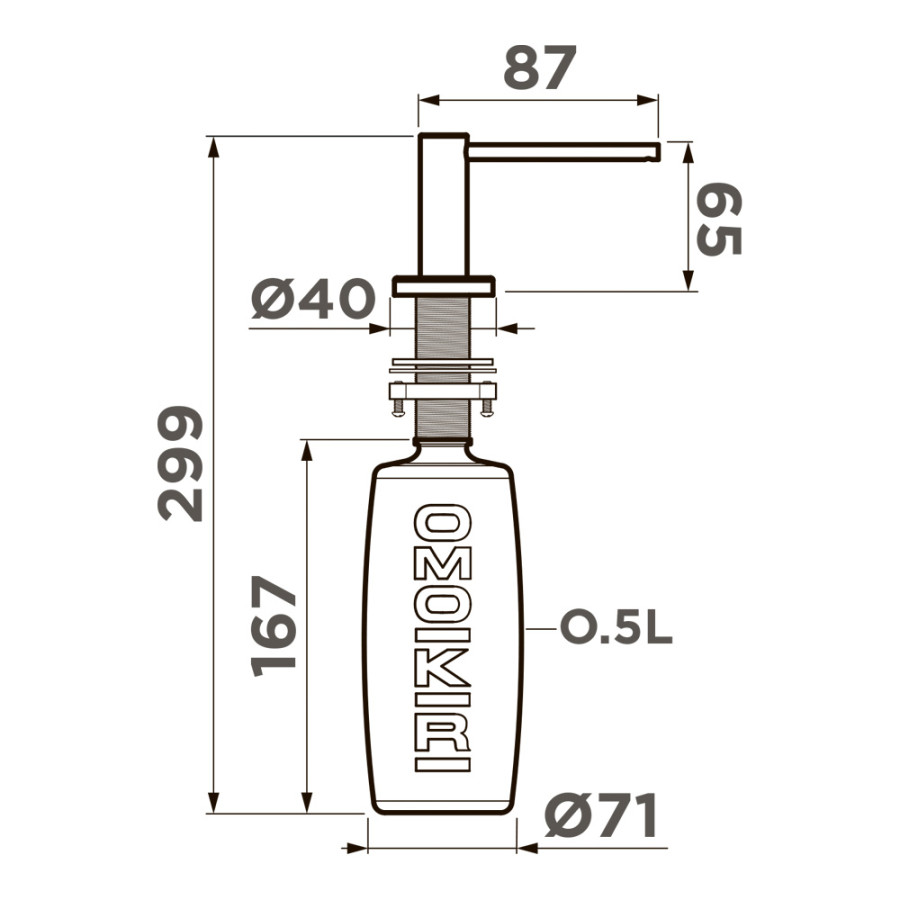 Дозатор для моющего средства OM-10-BN, латунь/нержавеющая сталь