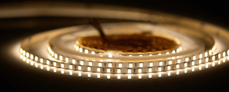 Лента  5х5000мм, SMD 2835, 24В, теплый, 9.6 Вт/м, 120 диодов/м, 1 350 Лм/м, IP20, AQ