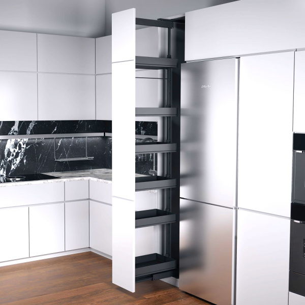 Колонна выкатная Диспенса 90*, 6 корз, 300х1900-2300мм, полн. выдв, в базу 300, антрацит, Kessebohmer