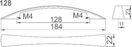 Ручка-скоба, UZ-Z10, 96мм, металл, хром