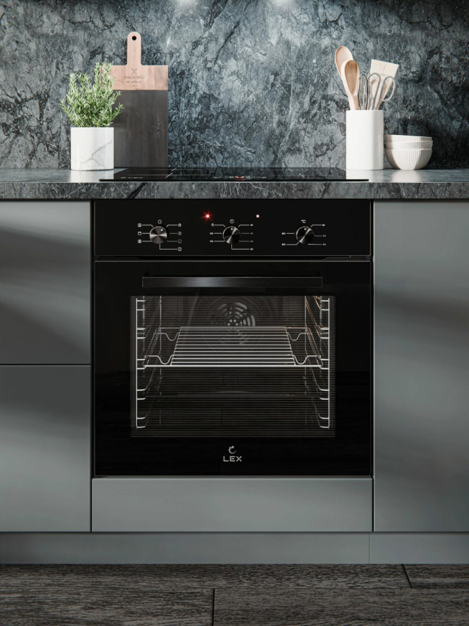 Духовой шкаф EDM 073 BBL, 60 см, стекло, черный, Lex