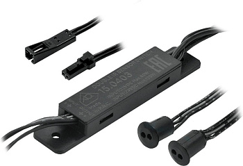 Выключатель ИК на преграду, с выносными сенсорами (2 шт.), 12-24В/60-120Вт, врезной Ø10мм, черный, AQ