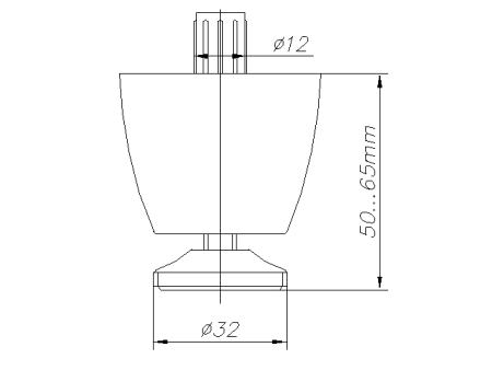 Опора регулируемая пластмассовая, Ø60мм, h=50-65мм, с пазом под отвертку, темно-желтый