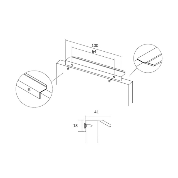 Ручка торцевая, Mona, 70.4201.24, 64/100мм, металл, брашированное золото, METAKOR