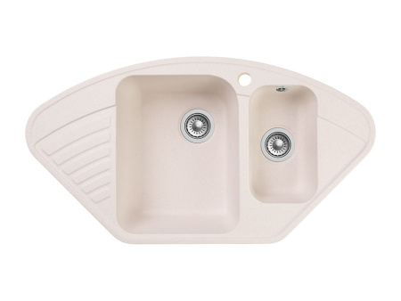 Мойка GranFest QUARZ 14, 927х497 мм, белый (угловая, 1,5 чаши, без сифона)