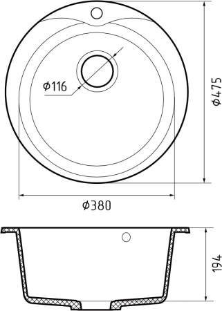 Мойка GranFest RONDO 480, d=475 мм, кашемир