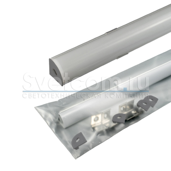 Профиль накладной угловой 16х16х2000мм, треугольный, лента ≤10мм, алюмин.(диффуз.+загл.+клипсы)