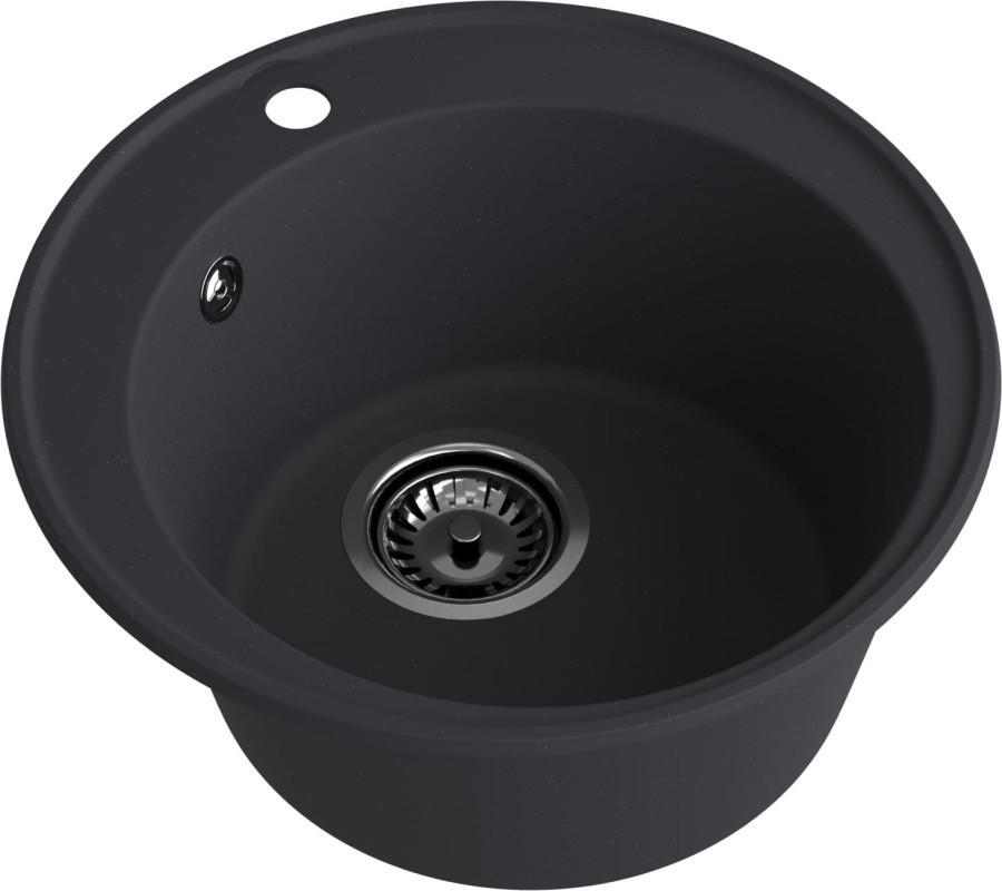 Мойка ЭкоМ 4800, d=480мм, кварц, черный (без сифона)