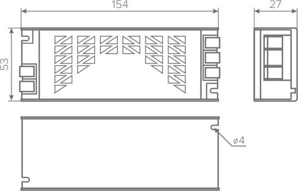 Трансформатор 100W/12V, IP20, компактный, без шнура, металлический, MAX AQ
