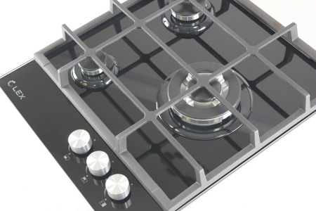 Варочная панель газовая GVG 431 BL, 45см, черное стекло, Lex