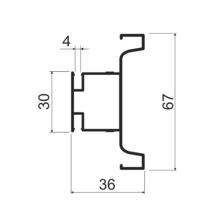 Вертикальная ручка-профиль C-образная, h=67мм, L=4м, титан