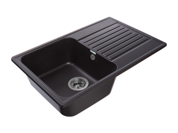 Мойка GranFest QUARZ 78, 736х476 мм, черный (прямоугольная, без сифона)