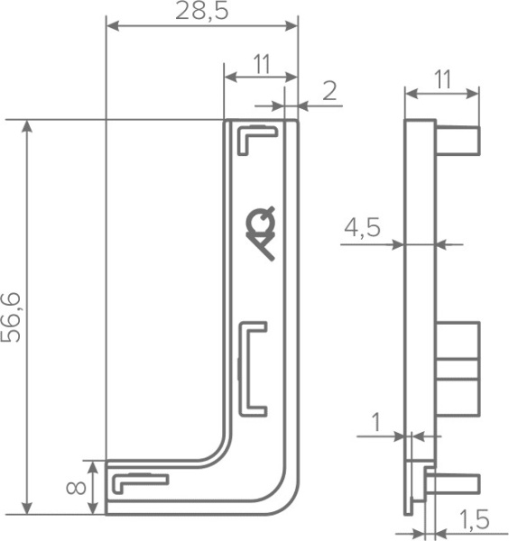 Заглушки контурные левая+правая для горизонтального L-образного профиля, пластик, золото, AQ