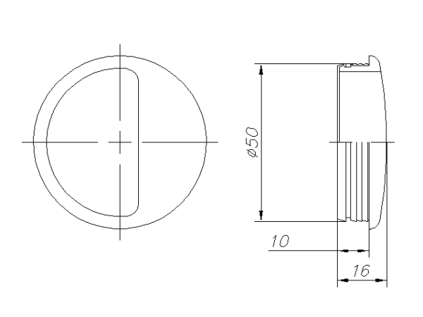 Ручка врезная круглая, d=50мм, пластик, бежевый