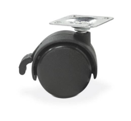 Опора колесная с площадкой, d=50мм, со стопором, пластик, черный, CMF