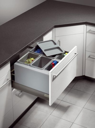 Система контейнеров "XXL", 1х18л, 2х8,5л, 2х4,1л, 433х330мм, в шкаф 600мм, пластик, серый