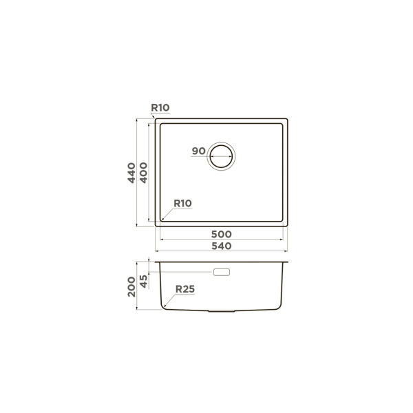 Мойка Tadzava 54-U/I-Ultra-GM, нержавеющая сталь, вороненая сталь
