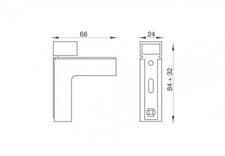 Полкодержатель "Угол" для ДСП и стекла, h=2-32мм, 15кг на пару, матовый хром, JET