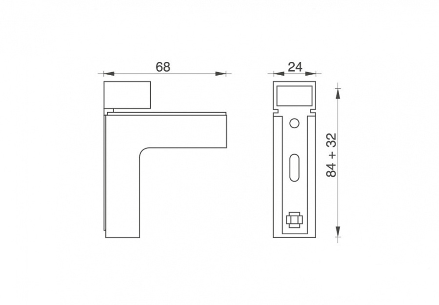 Полкодержатель "Угол" для ДСП и стекла, h=2-32мм, 15кг на пару, матовый хром, JET
