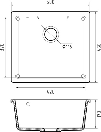 Мойка GranFest URBAN 4550, 450х500 мм, белый