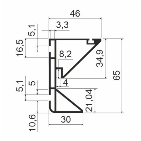 Профиль для кухонного острова КВ70, L=5000мм, черный браш
