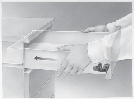 Направляющая Quadro V6 25 Push to open, 25 кг, NL350, полн выдвиж, надвиж монтажа, EB20, левая