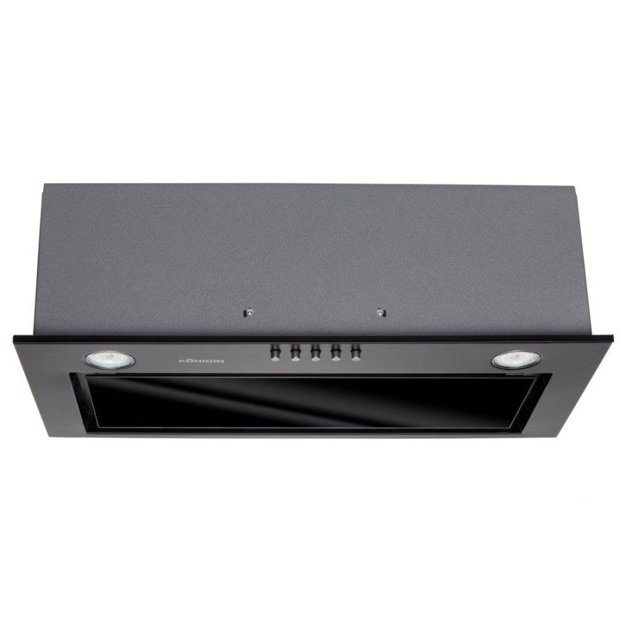 Вытяжка полновстраиваемая Next, 60см, б/угольного фильтра, черный/черное стекло, Konigin