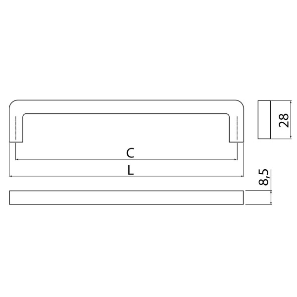 Ручка-скоба, BAGIO, 128мм, металл, хром