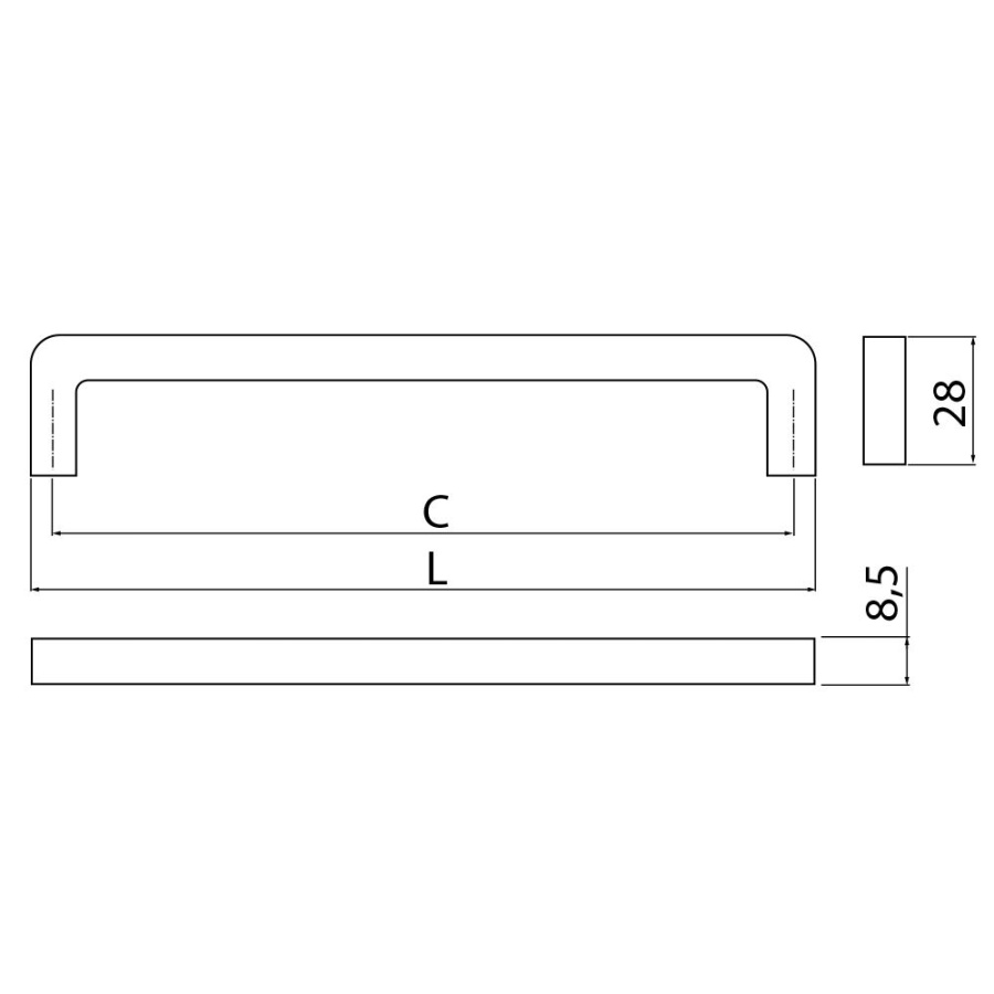 Ручка-скоба, BAGIO, 128мм, металл, хром