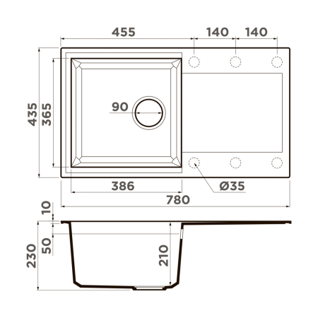 Мойка Sakaime 78-BL, Tetogranit/черный
