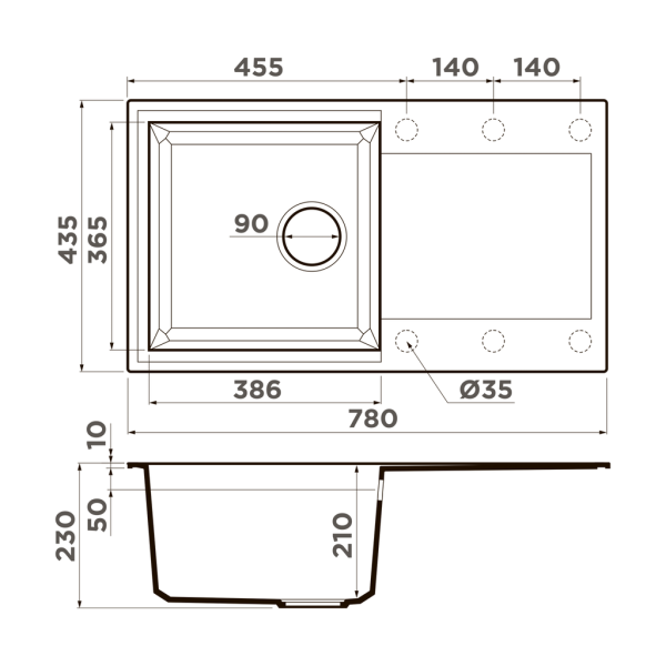Мойка Sakaime 78-BL, Tetogranit/черный