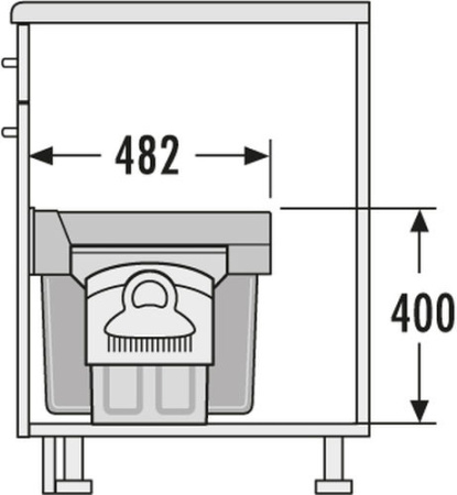 Система сортировки "Tandem", 2х15л, 301х480х400мм, в шкаф 400мм, светло-серый
